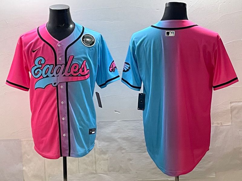Men 2025 Philadelphia Eagles Blank Blue pink Nike Limited NFL Jersey style 08->philadelphia eagles->NFL Jersey